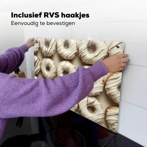 Donuts - Chocolade - Wit - Beige Inductie beschemer met haakjes klein -ky-ophangen-nl