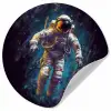 Ruimte - Neon - Astronaut - Sterren Wandcirkel behangsticker klein -3d