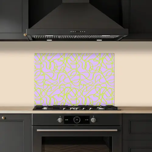 Abstract - Lila - Groen - Pastel keuken achterwand spatscherm klein 900 -sfeer1