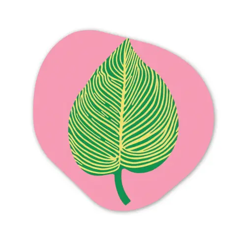 Illustratie - Blad - Minimalistisch - Groen Wandcirkel Organisch Plexiglas middel -3d