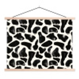 Dierenpatroon - Vlekken - Zwart - Wit textielposter latten blank klein 122 -3d
