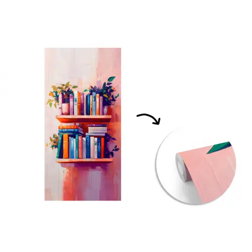 Planken - Boeken - Bladeren fotobehang vinyl groot -3d
