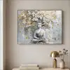 Boeddha - Bloemen - Boom - Goud - Modern Textielframe - compleet frame klein -sfeer2