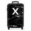 Letter X - Marmer - Zwart - Marmerlook NBS - Handbagage koffer - Unisex middel -productfoto_recht