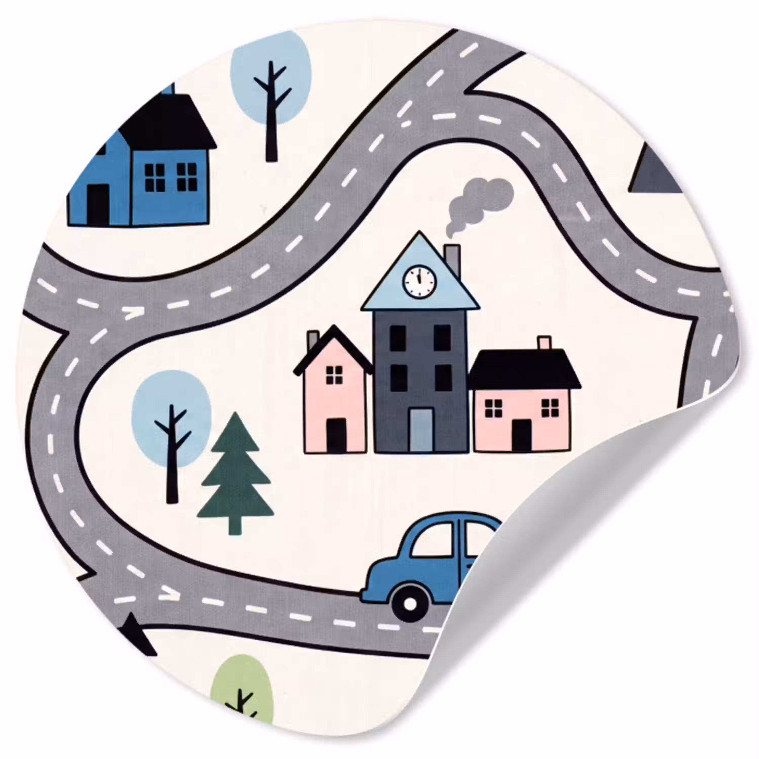 Kaart - Stad - Kindvriendelijk Wandcirkel behangsticker klein -3d