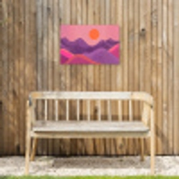 Zon - Heuvels - Paars - Abstract Tuinposter op houten frame 2 cm dik klein -sfeer4