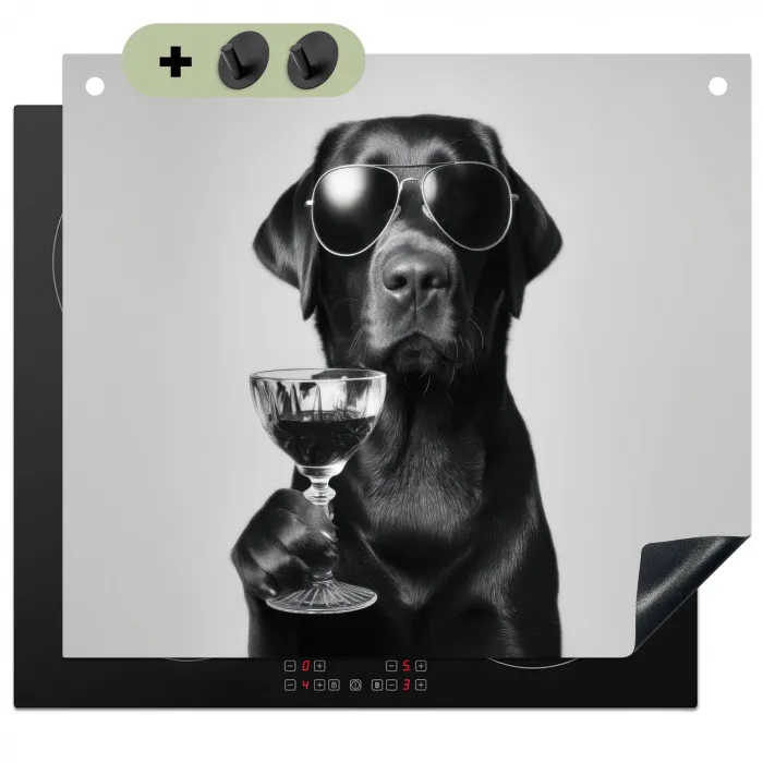 Hond - Zwart - Wijnglas - Zonnebril Inductie beschemer met haakjes middel -3d