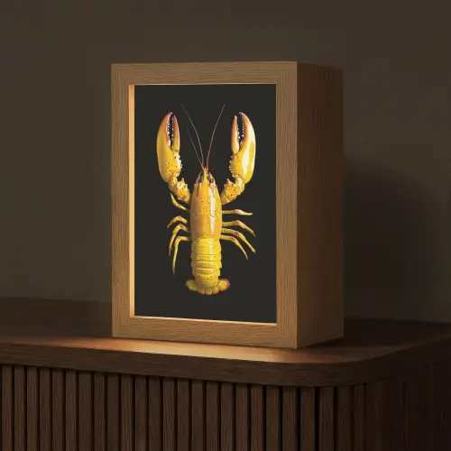 Kreeft - Geel - Stippen - Effen Light Box met kabel (Tafellamp) klein -z3d_website