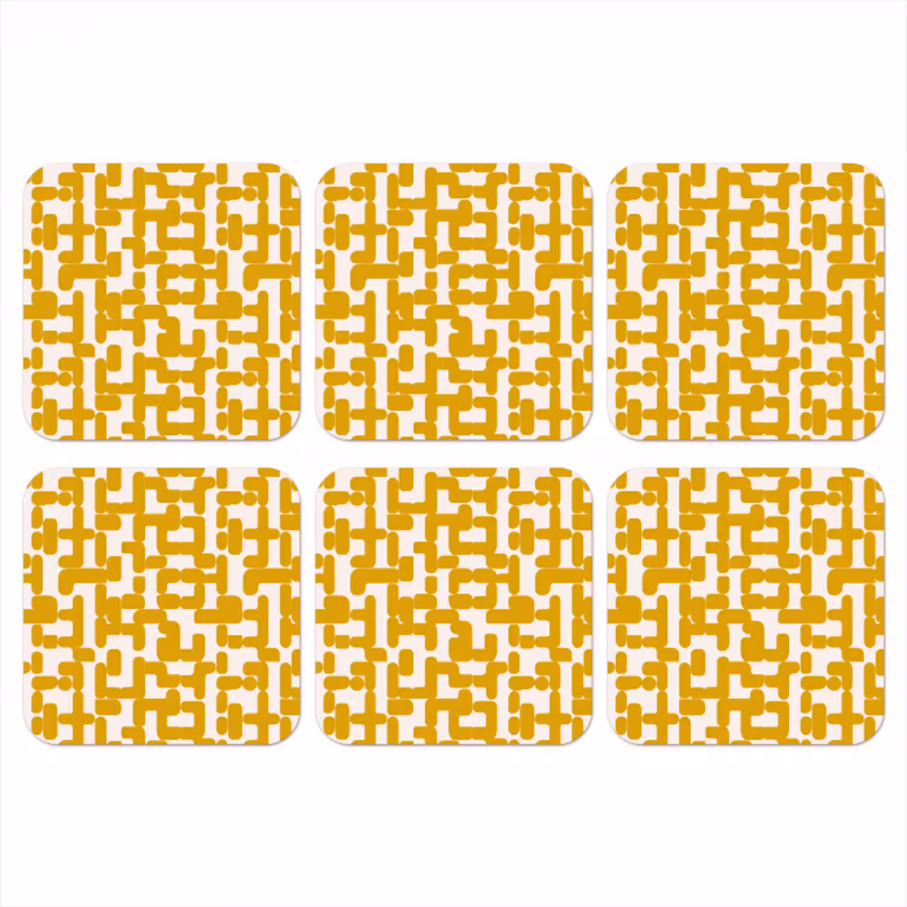 Geel - Beige - Patroon onderzetter kurk middel 366 -3d