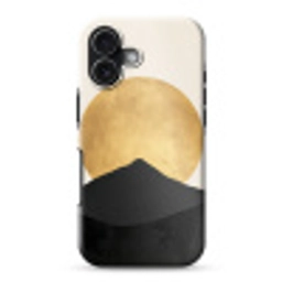 Bergsilhouetten - Gouden cirkel - Beige Toughcase MagSafe Apple iPhone 17 klein -3d