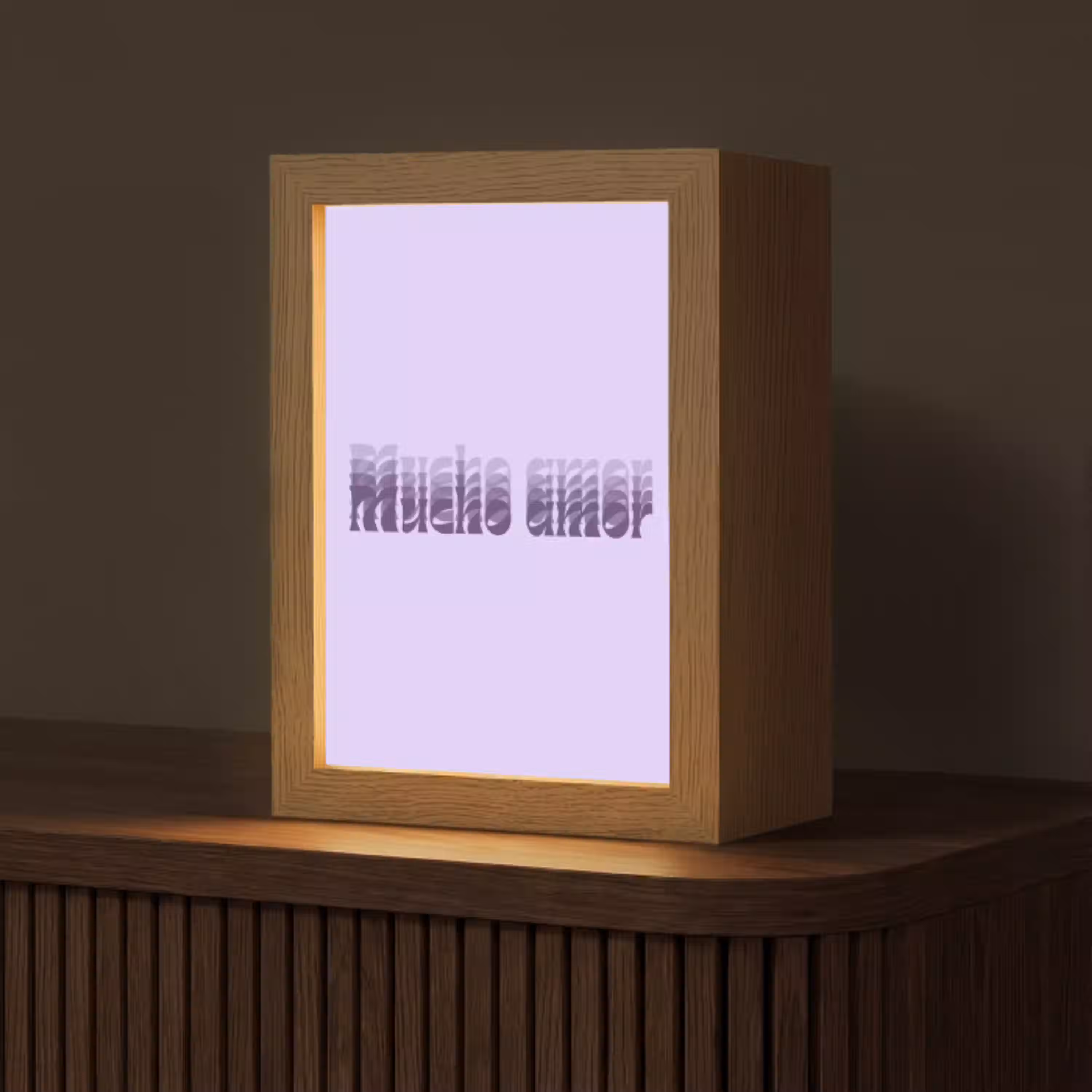 Mucho amor - Paars - Gelaagde letters Light Box met kabel (Tafellamp) klein -z3d_website