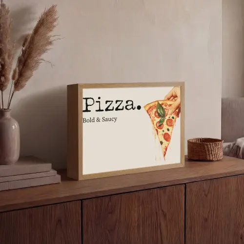 Pizza - Kaas - Pepperoni Light Box met batterij (Wandlamp) middel -sfeer2