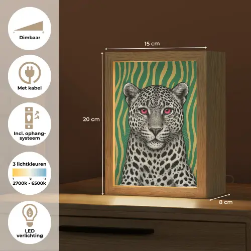 Panter - Zebrapatroon - Groen Light Box met kabel (Tafellamp) klein -USP_NL