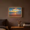 Zee - Zonsondergang - Strand - Wolken - Oranje Light Box met batterij (Wandlamp) middel -sfeer4