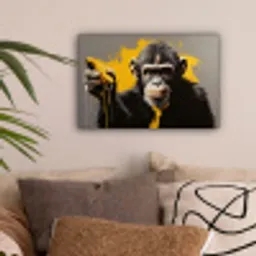 Aap - Chimpansee - Banaan - Geel - Dieren - Stropdas canvas 2cm klein -sfeer1
