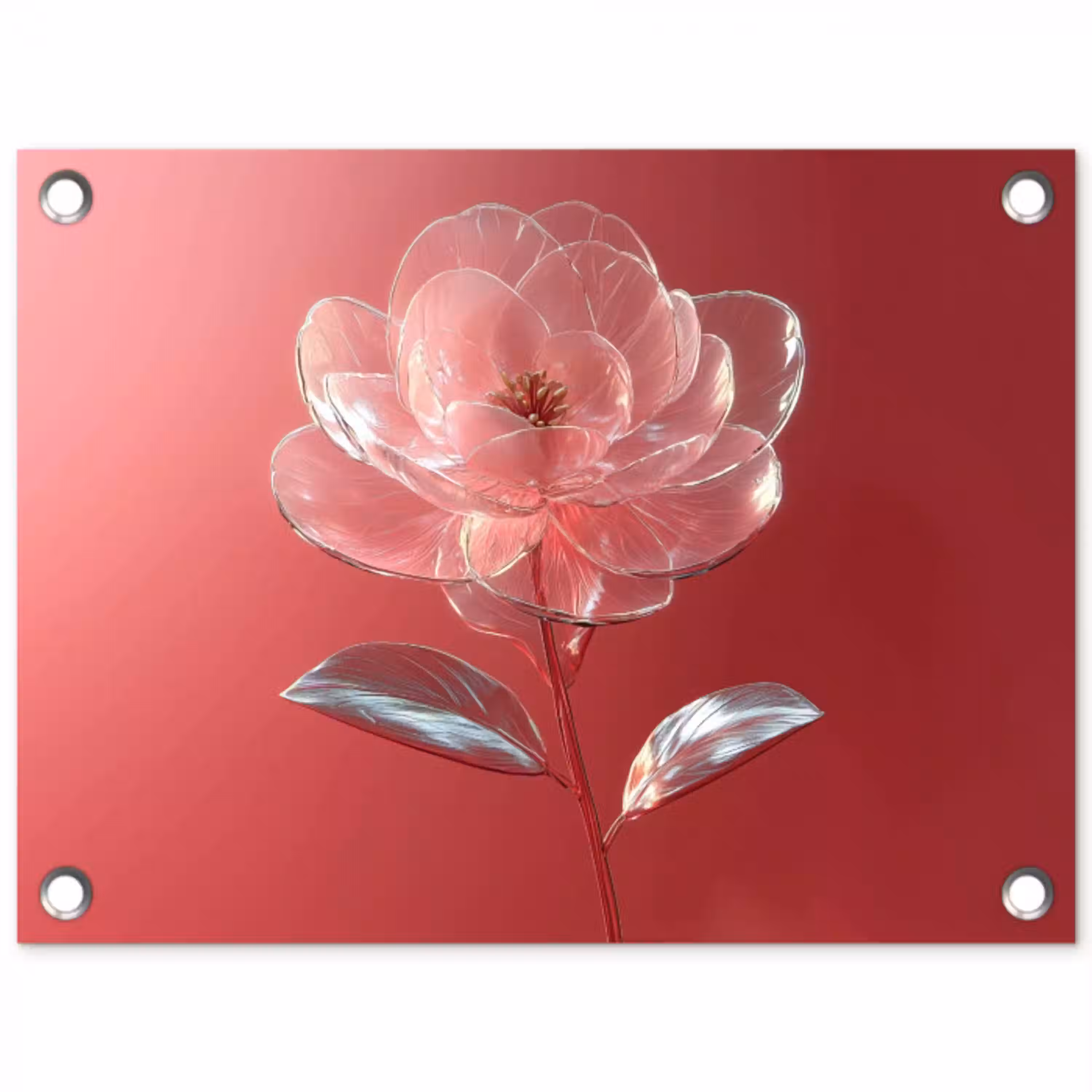 Sierlijk - Bloem - Roze - Glazen tuinposter los doek klein -3d