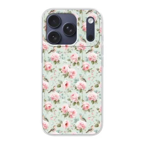 Rozen - Vogels - Pastel - Kleurrijk Telefoonhoesje iPhone 17 Pro klein 878 -3d