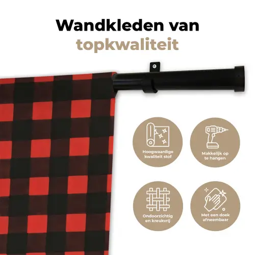 Geruit - Rood - Tekst - Christmas Wandkleed katoen klein -sfeer2