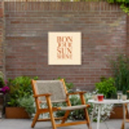 Oranje - Quote - Sun Tuinposter op houten frame 2 cm dik middel -sfeer3