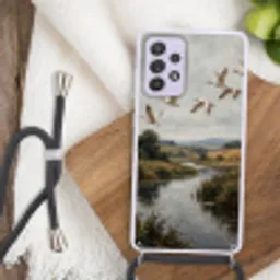 Eenden - Rivier - Landschap - Vlucht - Nostalgisch Hoesje Samsung Galaxy A52 5G met koord klein -sfeer4