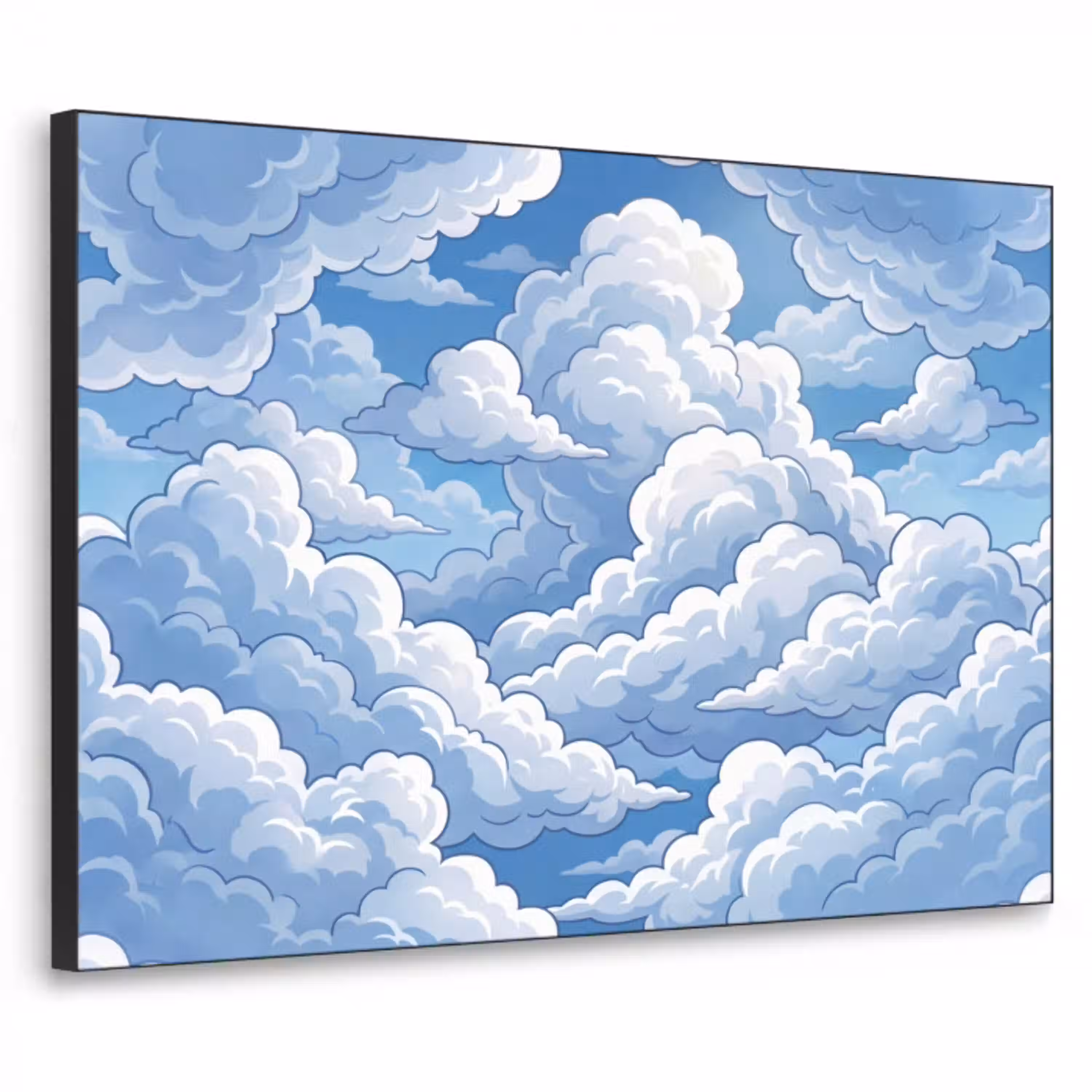 Wolken - Hemel - Abstract - Wit Textielframe zwart klein -3d