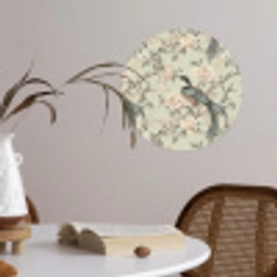 Bloem - Vogel - Kleurrijk Wandcirkel behangsticker klein 186 -sfeer3