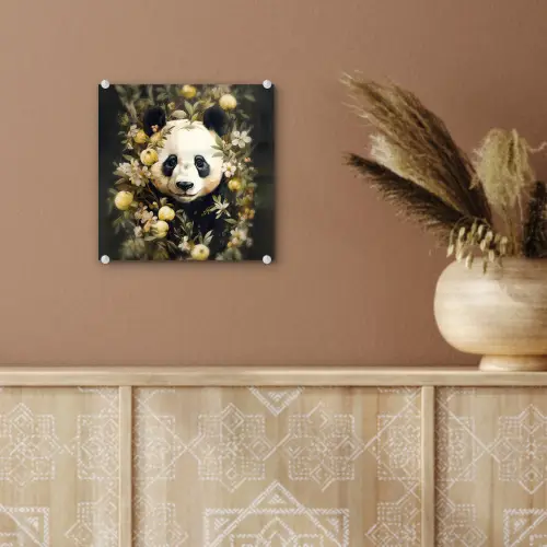 Panda - Pandabeer - Wilde dieren - Natuur - Bloemen plexiglas 5mm klein -sfeer5