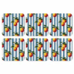 Strepen - Citroen - Blauw onderzetter kurk middel 366 -3d