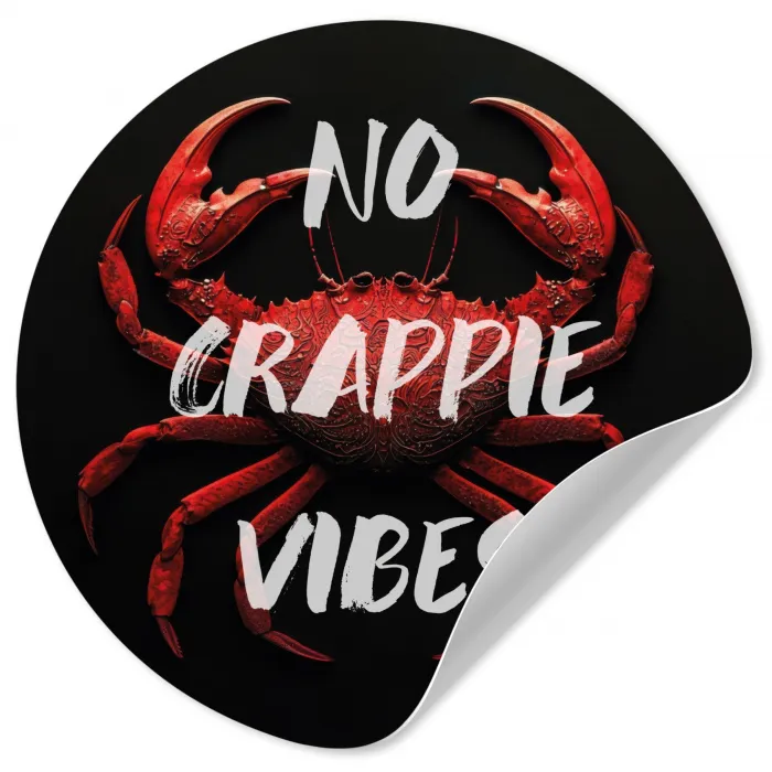 Krab - Rood - Tekst - Zwart Wandcirkel behangsticker klein -3d