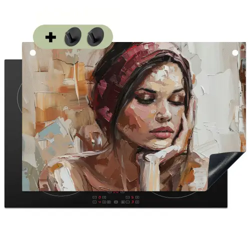 Vrouw - Verflook - Portret - Modern Inductie beschemer met haakjes klein -3d