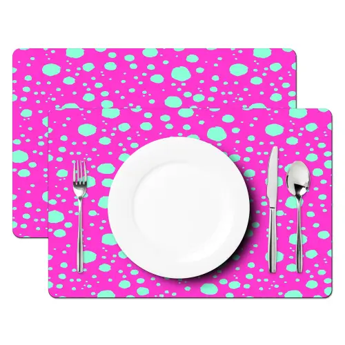 Stippen - Mint - Neon - Fuchsia Placemat vinyl groot 368 -zzsfeer2_Kitchenyeah-website