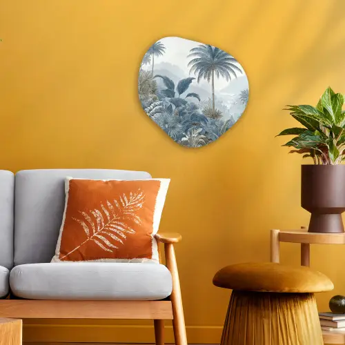 Jungle - Modern - Blauw - Groen Wandcirkel Organisch Forex 3mm klein -sfeer4