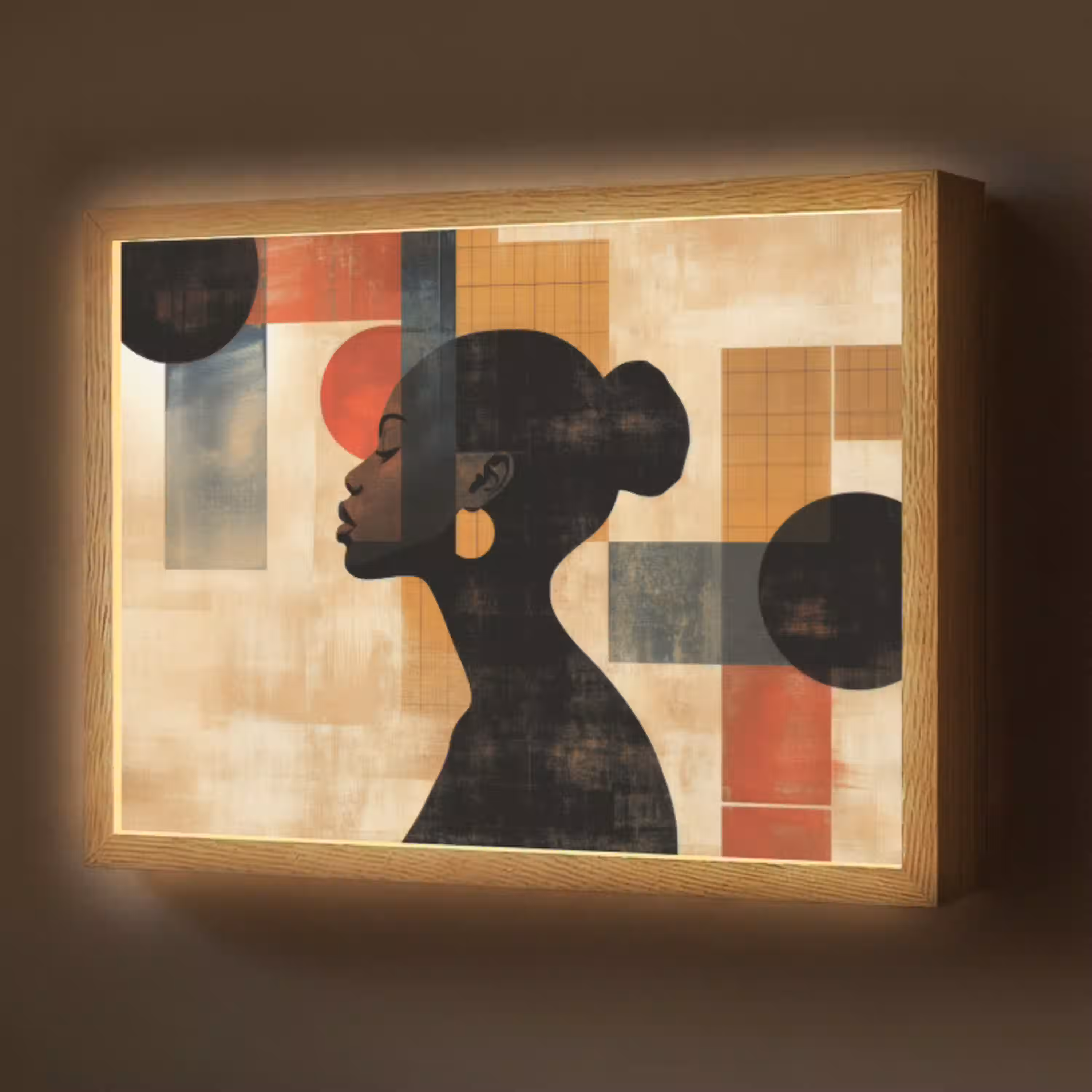 Zijaanzicht - Vrouw - Vormen Light Box met batterij (Wandlamp) middel -z3d_website