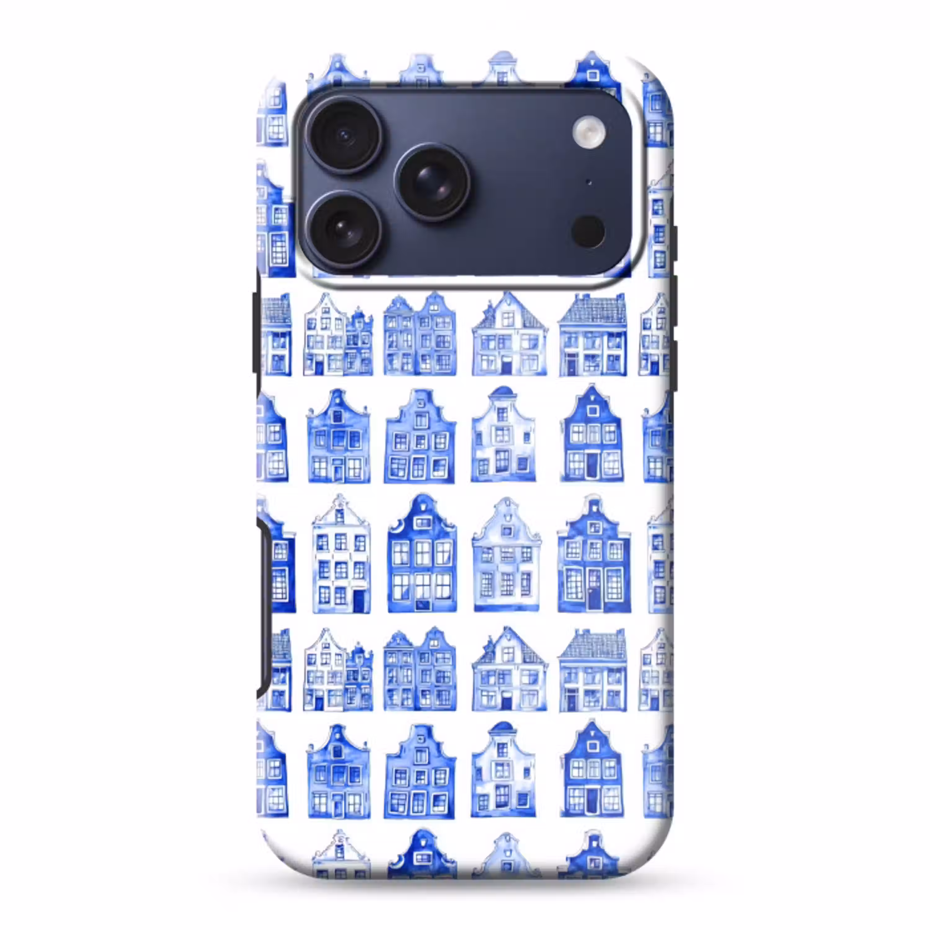 Patroon - Huizen - Blauw Toughcase MagSafe Apple iPhone 17 Pro Max klein 1019 -3d