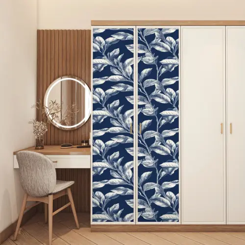Botanisch - Patroon - Blauw deurposter klein 289 -sfeer3