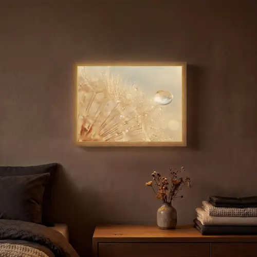Paardenbloem - Water - Natuur - Planten - Modern Light Box met batterij (Wandlamp) middel -sfeer4