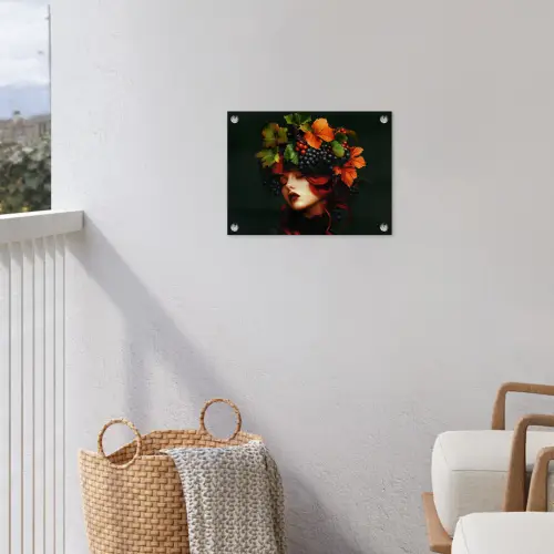 Vrouw - Rood - Groen - Druiven tuinposter los doek klein -sfeer8