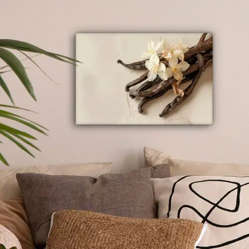 Vanille - Bloemen - Beige canvas 2cm klein -sfeer1