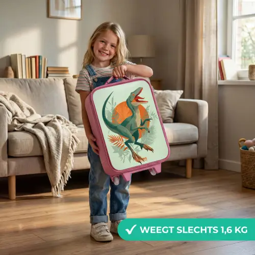 Sluipende jager met bladeren Kinderkoffer - Roze klein -sfeer2_NL