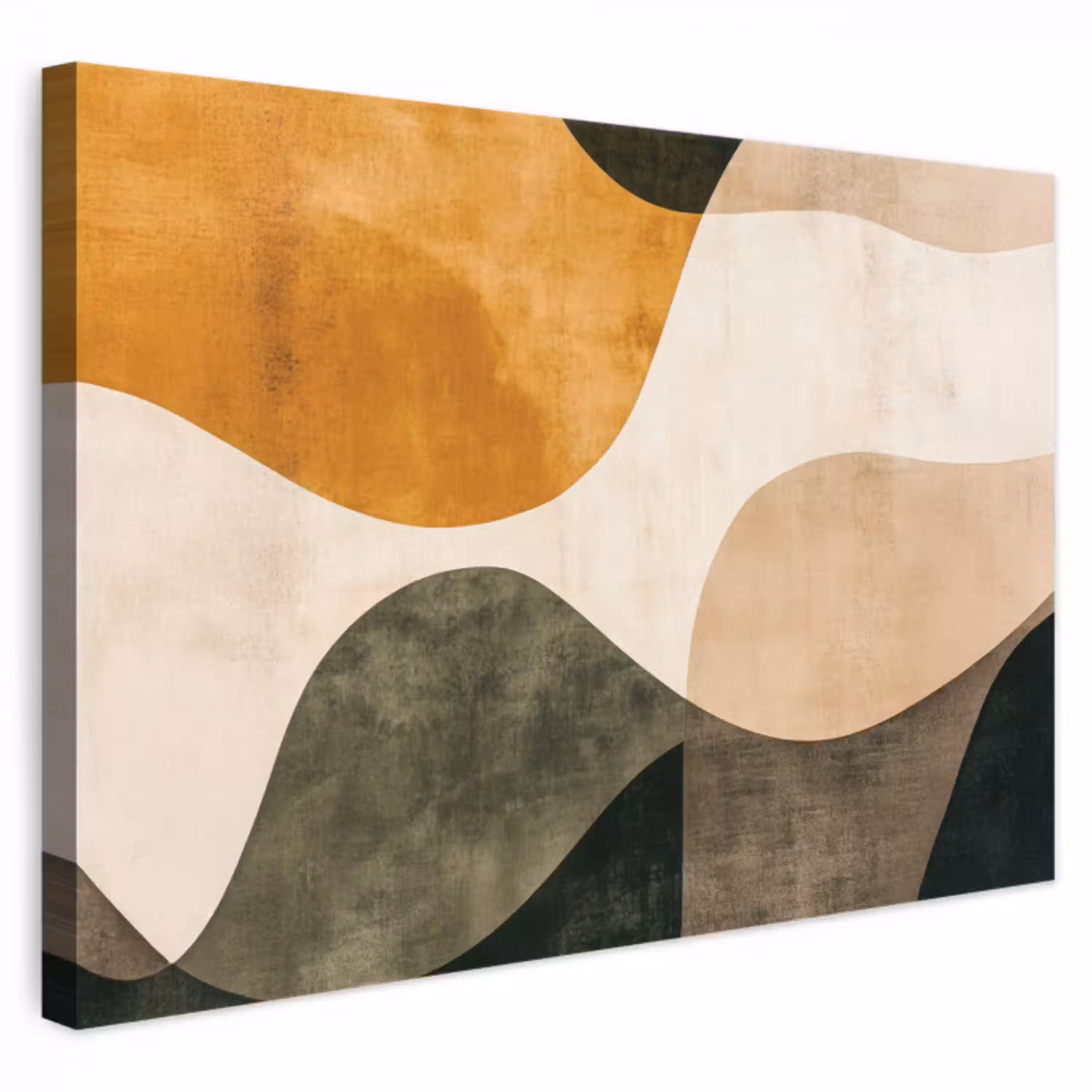 Vormen - Okergeel - Abstract canvas 2cm klein -3d