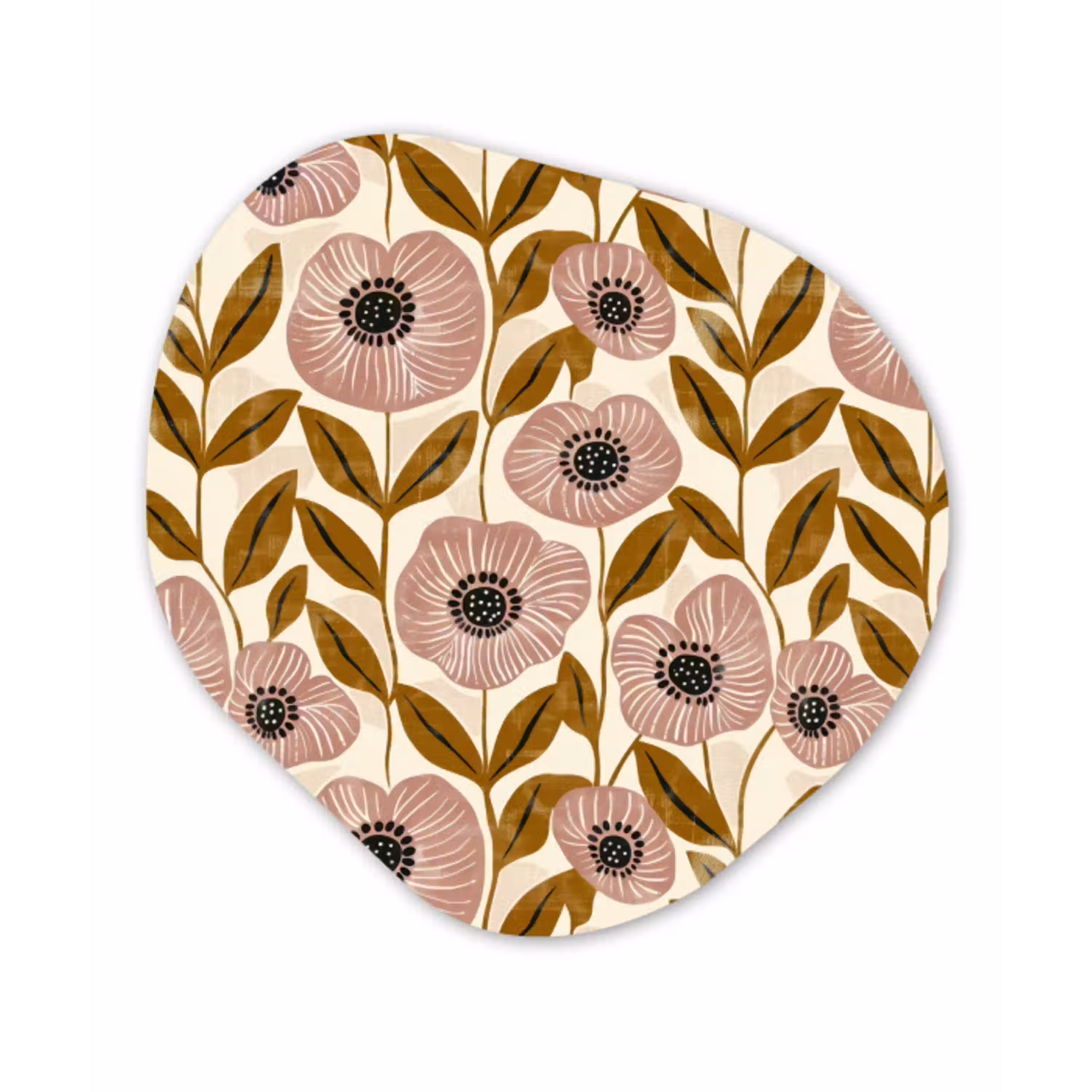 Dustyroze - Bloemen - Grafisch - Patroon Wandcirkel Organisch Forex 3mm klein 629 -3d