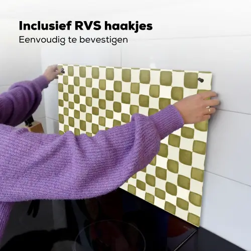 Schaak - Patroon - Groen Inductie beschemer met haakjes klein 777 -ky-ophangen-nl