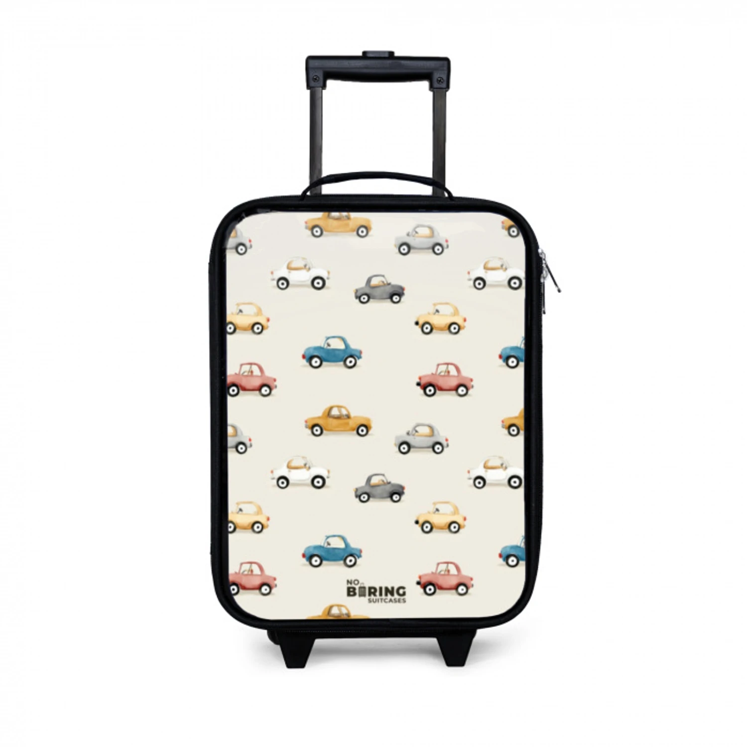 Kleurrijke retro autootjes Kinderkoffer - Zwart klein -3d