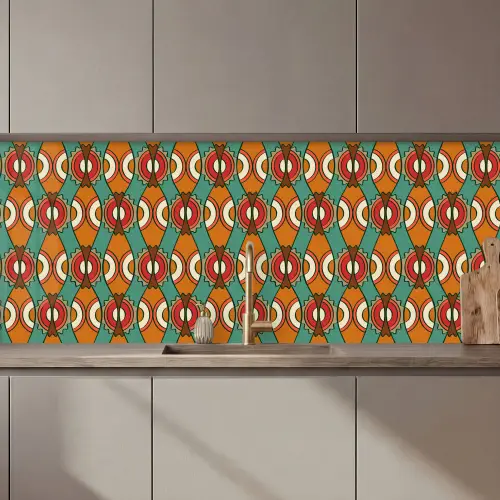 Design - Retro - Oranje - Abstract keuken achterwand 2 middel 871 zz_3dshopping
