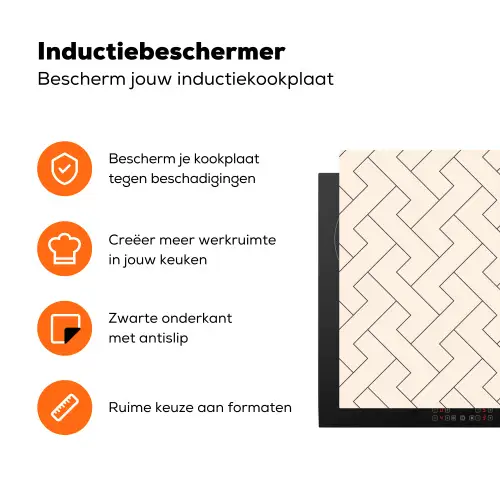 Beige - Zigzag - Patroon Inductie beschermer vinyl 3mm klein 276 -zzzzzzz-td-ups