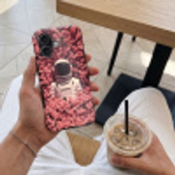Bloemen - Roze - Astronaut Toughcase MagSafe Apple iPhone 17 klein -Sfeer1M