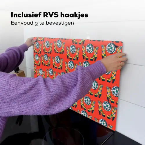 Rood - Disco - Patroon Inductie beschemer met haakjes klein 777 -ky-ophangen-nl