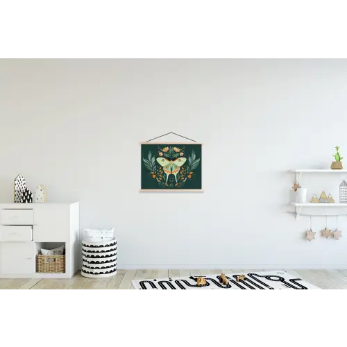 Sierlijk - Vlinder - Groen - Bladeren textielposter latten blank klein -kinderkamer
