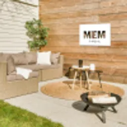 Mem - Lettercollage Tuinposter op houten frame 2 cm dik klein -sfeer2