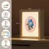 Bloemen - Blauw - Lijst - Bladeren Light Box met kabel (Tafellamp) klein -USP_NL